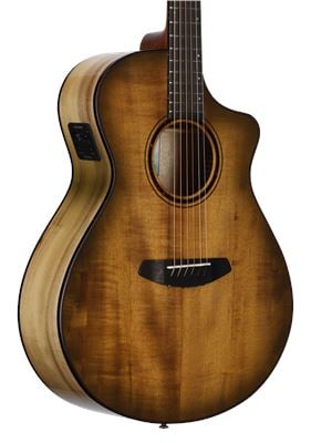 Breedlove ECO Pursuit Exotic S Concert CE Acoustic Electric Sweetgrass Body Angled View